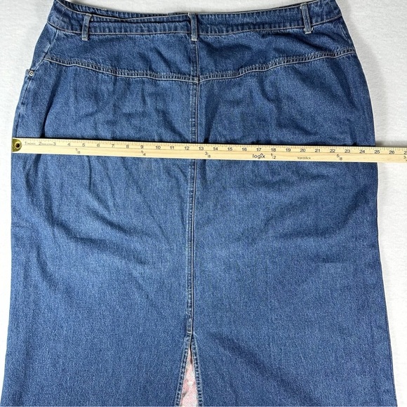Carolina Blues Womens Maxi Skirt 20w Denim Romantic Floral Slit Pockets Plus Sz - Picture 11 of 12